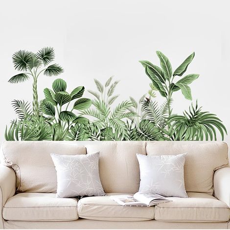 Stickers Muraux Plantes Vertes Feuilles Tropicales Stickers Muraux Plantes Naturelles Art Mural Chambre à Coucher Salon Bureau TV Fond DéCoration (1/5)