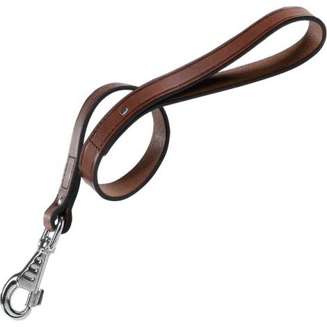 Ferplast VIP GM Guinzaglio corto per cani in cuoio di toro - 2 misure. Variante GM20/40 - Misure: 20 mm x L 40 cm - Marrone (1/4)