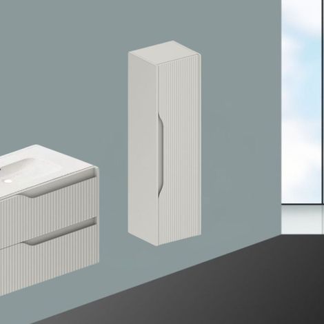 Colonne de salle de bain suspendue coloris cachemire avec effet nervuré 35x30x120H - Gaper (1/3)