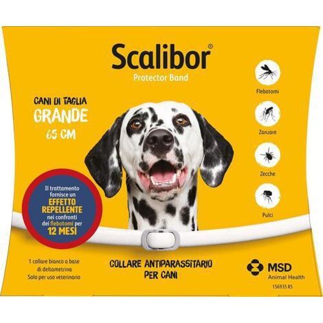 Collier anti-puces et tiques Scalibor pour chiens et chats - Modèle italien pour grands chiens (65 cm)