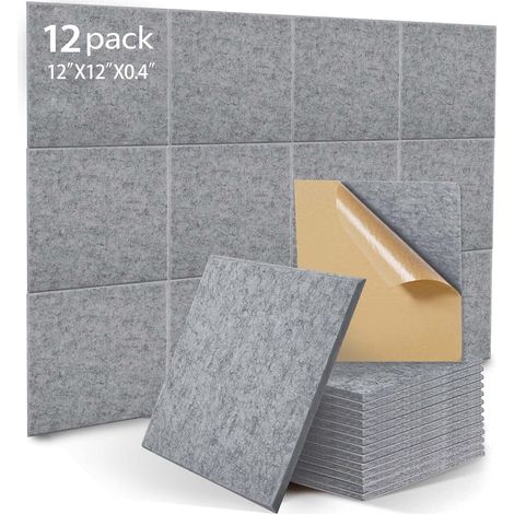 12 Panneaux Acoustiques Autocollants pour la Décoration Murale et le Traitement Acoustique, bois et isolation phonique porte panneaux acoustiques muraux (30x30x0,1 cm) gris foncé (1/5)