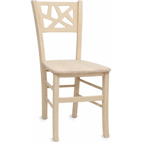 Sedia da sala da pranzo Sissy in legno grezzo da dipingere con seduta massello