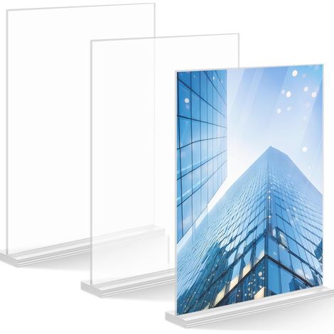 3 Pièces A4 Porte Affiche Acrylique, Présentoir Table Brochure Plexiglas Transparent, Support Affichage Panneau Carte Menu Face Double, Cadre Photo pour Restaurant, Bureau, Hôtel, Exposition (1/5)