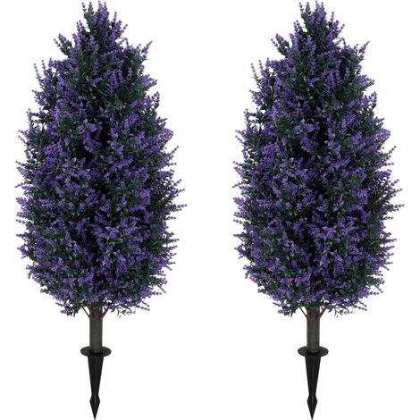 HOMCOM Set of 2 Artificial Lavender Flowers with Stakes for Indoor Outdoor (1/5)
