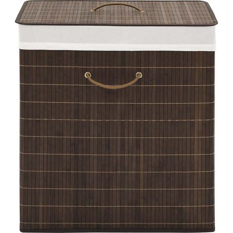 Panier à linge rectangulaire Bambou Marron foncé (1/5)