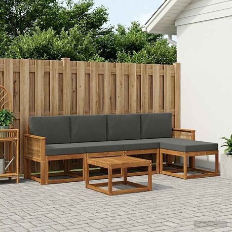 vidaXL Outdoor Sofa Set 6 pcs Natural and Anthracite Polyester (1/4)