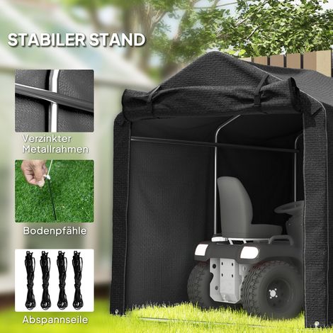 Abri de garage imperméable, tente garage avec porte, résistant aux UV 220 x 157 x 165 cm Noir (1/5)