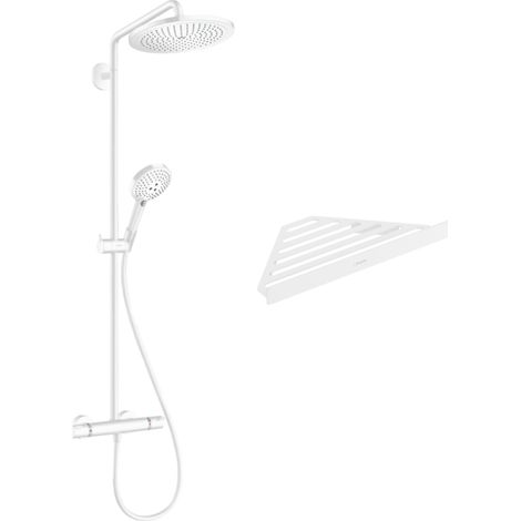 HANSGROHE Columna de ducha termostática Croma Select S 280 blanco mate + tableta AddStoris