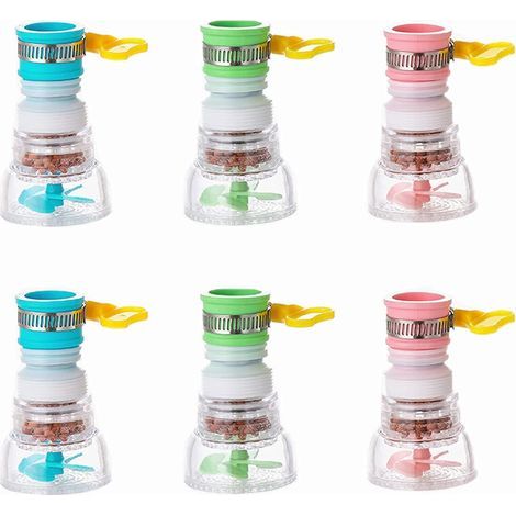Mini Filtre à Eau pour Robinet, 6 Pièces Filtre à Eau pour Robinet de Cuisine,Filtration Minérale Active, Adaptée aux Robinets Pliants de Cuisine, Baignoire et Douche (Rose, Bleu, Vert) (1/5)