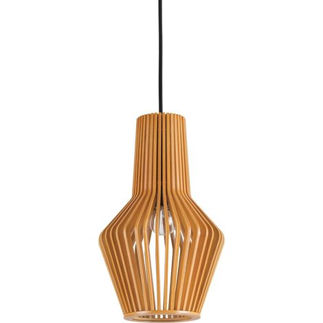 Sospensione Industrial-Minimal Citrus-1 Legno Marrone 1 Luce E27