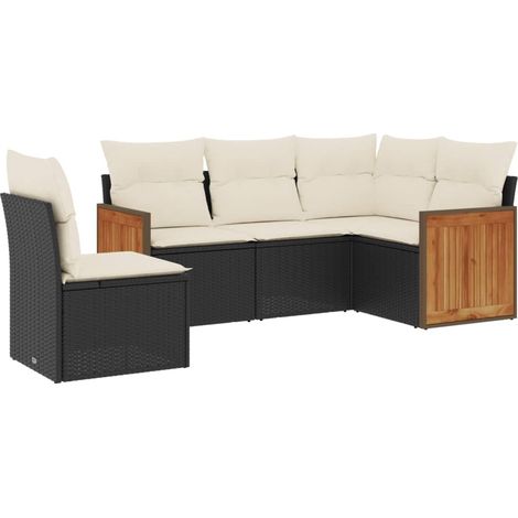 Maison Exclusive - Set Divani da Giardino 5 pz con Cuscini in Polyrattan Nero (1/5)