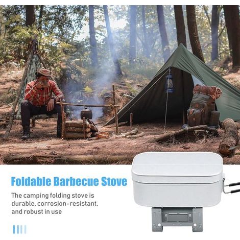 Hornillo de alcohol plegable，hornillo plegable de alcohol sólido engrosado，Mini hornillo de camping para acampar en solitario，picnics y barbacoas (1/4)