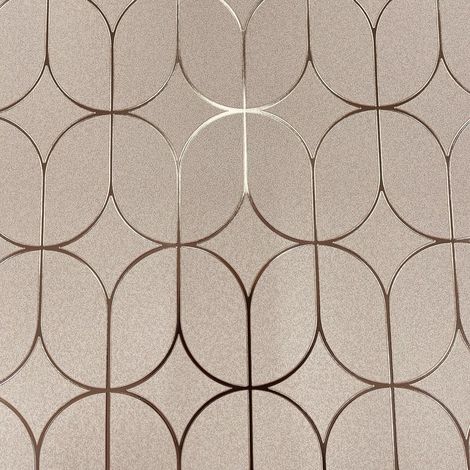 Rose Gold Luxury Foil Geometric Wallpaper Fine Decor Textured Metallic Vinyl (1/4)
