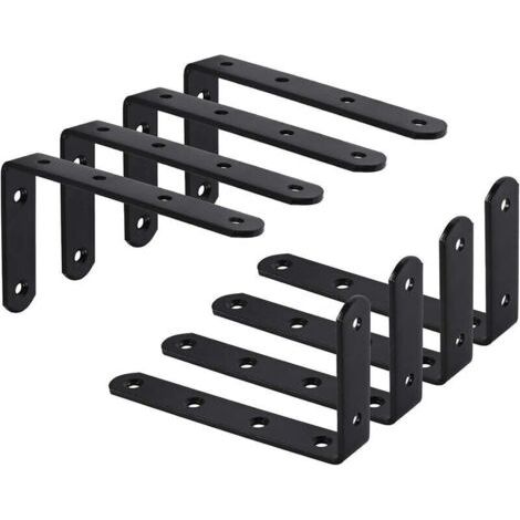 Paquet de 8 supports de support mural, support en forme de L, support fixe, meuble suspendu, 125x75x3mm-Étagère murale (1/5)