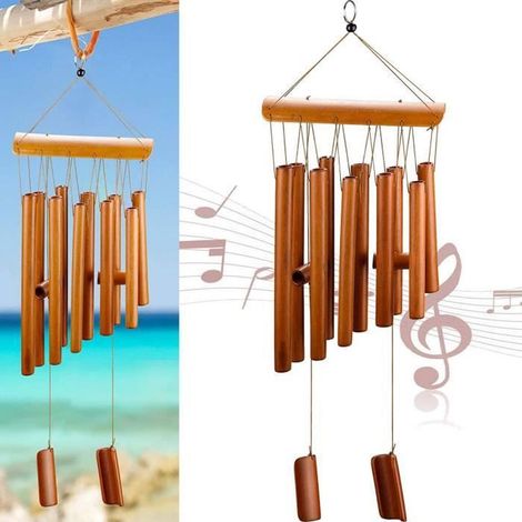 Carillon à Vent en Bambou - Carillon Bambou - 68 cm - Marron (1/4)