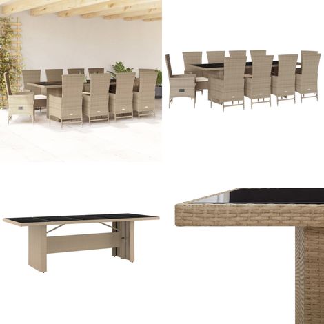 Ensemble à manger de jardin et coussins 11 pcs beige poly rotin - Salon De Jardin - Meuble De Jardin - Set Salon De Jardin - Table De Jardin - Chaises De Jardin - Home & Living (1/5)