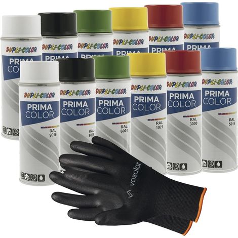 vasalat Dupli-Color Sprühlack Set Prima - Farbspray blau/grün/weiß/schwarz/gelb/rot - Lackspray glänzend, 12 Spraydosen (1/5)