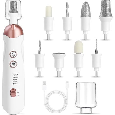 Set per manicure/pedicure, kit elettrico per la cura delle unghie, fresa per unghie con 8 punte, 5 velocità e due direzioni di rotazione, set per manicure/pedicure per la cura di mani e piedi.