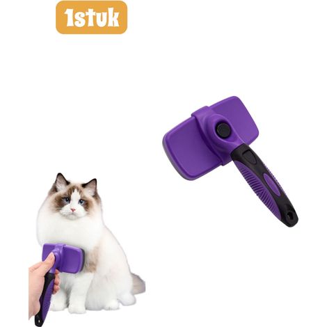 peigne pour chat - Brosse pour chat - Grand peigne pour chien - Tous types de poils - Démêlage efficace et sans douleur - Peigne démêlant professionnel - Pour chats et chiens - Grande taille - Violet (1/4)