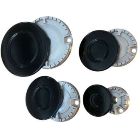 Kit de rechange 8 pièces pour cuisinière à gaz - 4 brûleurs + 4 plaques compatibles avec Ariston, Nardi et modèles Accessoires de haute qualité pour cuisinière (1/4)