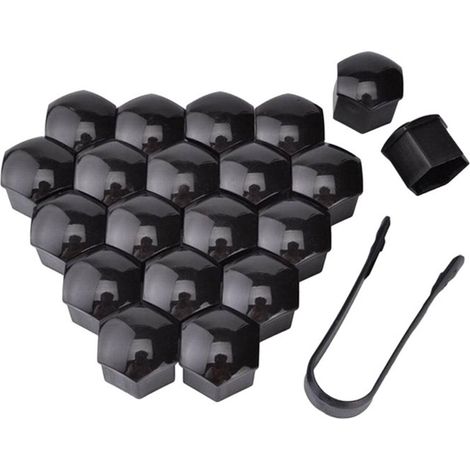 Audi 17-mm-Radmuttern, dekorative Radkappen, T39-Mutternschutz [Verpackt] 17 mm schwarz, Packung mit 20 Stück + 1 schwarzer Clip (Muster nicht verfügbar) (Exklusiv für Mexiko) (1/5)