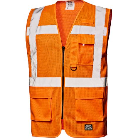 SIR SAFETY SYSTEM ATLAS Gilet de travail perforé orange haute visibilité Taille 5XL