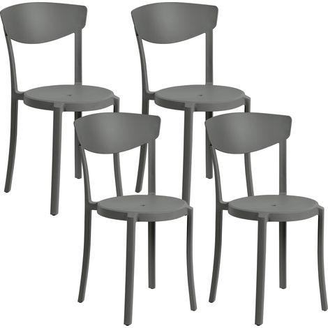 Conjunto de 4 sillas de comedor gris oscuro polipropileno ligero resistente Vieste