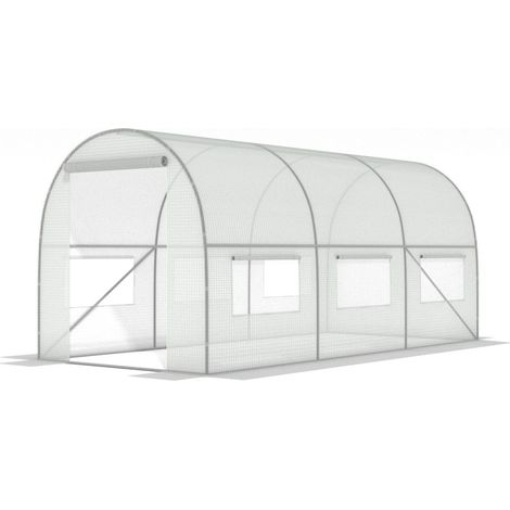 Invernadero de jardín 4,5x2x2 metros blanco - con 6 ventanas mosquiteras - 9m2 (1/5)