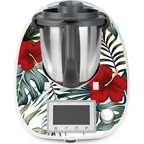 Stickers Thermomix TM5 - Fleurs tropicales - Adhésif MAT (1/2)