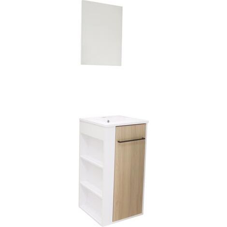 ONDEE ZEN - Meuble lave-mains à poser NOVA - version droit - Blanc - mélaminé - miroir