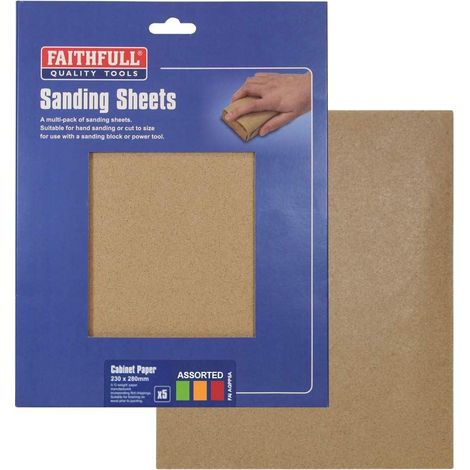 Faithfull Glasspaper Sanding Sheets 230 x 280mm Assorted 5 FAIAGPP5A (1/2)