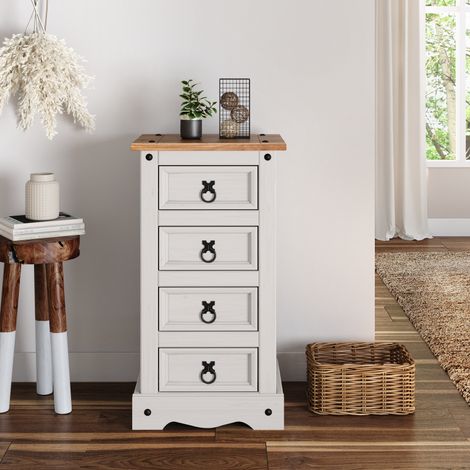 Corona White 4 Drawer Narrow Bedside (1/4)