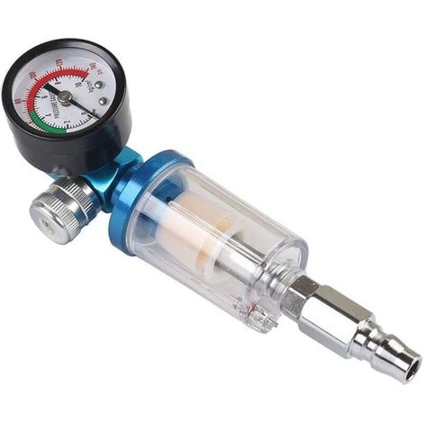Pistolet à Peinture Pneumatique avec Filtre à Eau 1/4" Séparateur d'Humidité et Jauge de Régulation (1/4)