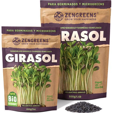 Semillas para germinar eco Girasol 200 g brotes y microgreens (1/5)