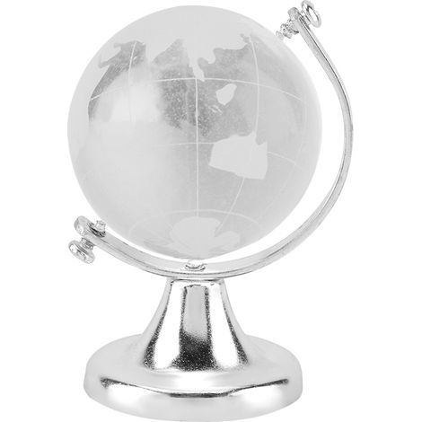 Globe Terrestre en Verre Cristal avec Support Doré - Décoration Bureau et Cadeau Élégant (1/5)
