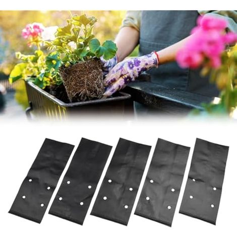 100 sacs de culture pour plantes, sacs de culture en polyéthylène pour pépinière, fruits, légumes, fleurs, jardin, pots noirs avec trous (17 x 30 cm) (1/5)