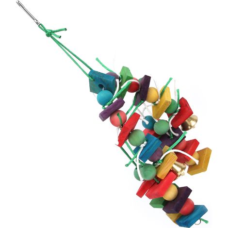 Jouet à mâcher pour perruches, blocs de bois naturels multicolores, pour aras et autres oiseaux de compagnie. (1/5)