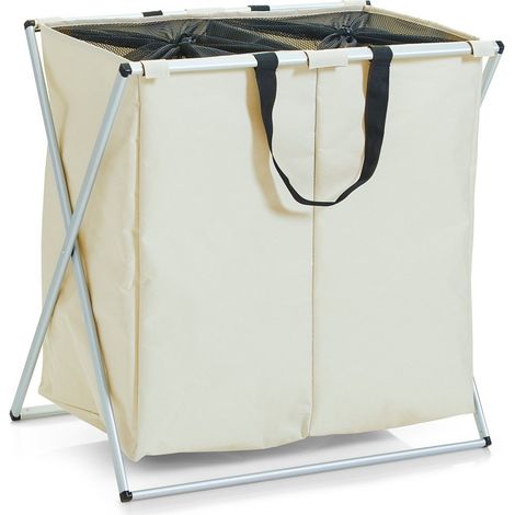 Bac à linge, panier à linge 2 compartiments 128 litres, ZELLER