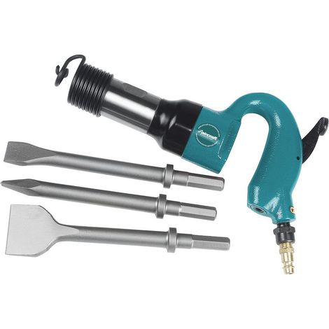 Burineur pneumatique 3 burins 12,7 mm – Poignée ergonomique anti-vibration – Pour démolition et rénovation – Boîtier composite – Aircraft