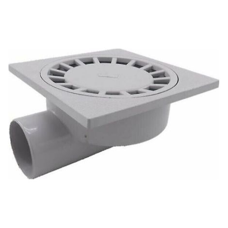 200 mm x 200 mm, salida de 75 mm, desagüe de suelo para baño, ducha húmeda, plástico PVC, 1 unidad - Blanco (1/5)
