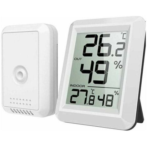Thermomètre Intérieur et Extérieur, Thermomètre Connecté avec Capteur Extérieure sans Fil, Thermomètre Hygrometre Numérique avec Grand Ecran LCD