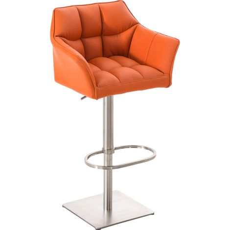 Sgabello da bar regolabile x1 in PVC arancione con seduta avvolgente imbottita e base quadrata in acciaio inox 100006861