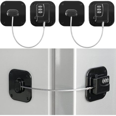 Set mit 2 Zahlenschlössern für Kühlschränke, schwarz