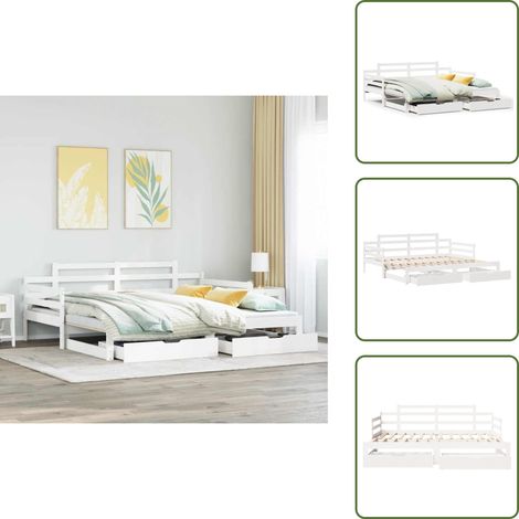Sofá cama con colchón - vidaXL Sofá cama nido con cajones sin colchón blanco 80x200 cm - Cama de invitados