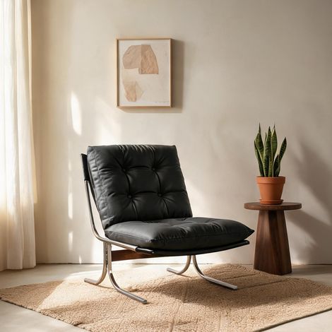 Fauteuil coloris noir en chrome 72,2 x 84,1 x 84,6 cm (1/5)