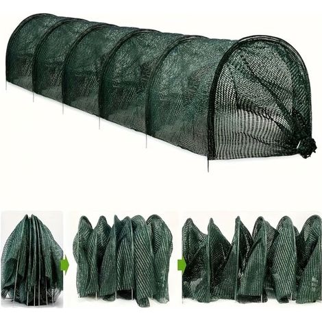 Tunnel de jardin en filet de polyéthylène à mailles fines - Tunnel avec arches métalliques stables - Protection des plantes - Tunnel en aluminium - 3 m x 45 cm (1/5)