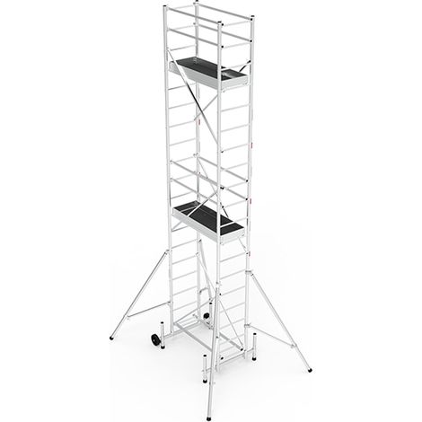 Trabattello zoppo 2 piani - Altezza piattaforma 3.97 m. Altezza massima di lavoro 5.97m - DA413-KP