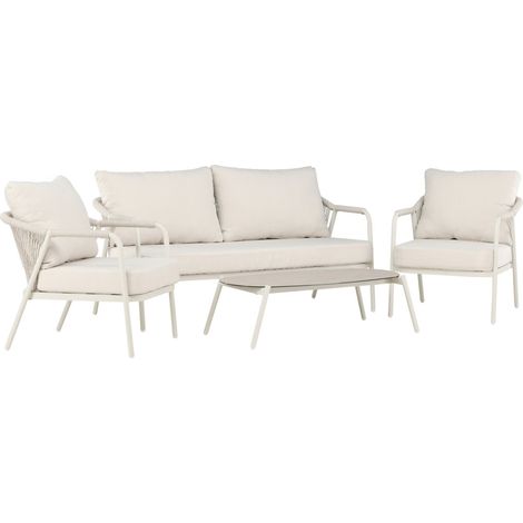 Salon de Jardin 4 Places "Sicily" 160cm Beige (1/5)