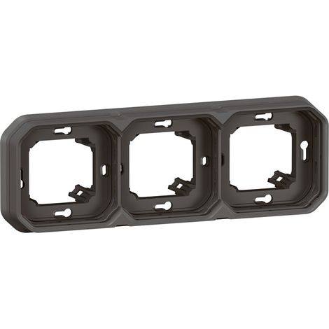 Support plaque étanche encastré 3 postes H/V Plexo - anthracite - LEG069608L (1/5)