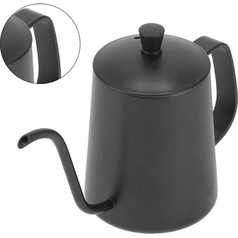 350-ml-Schwanenhals-Kaffeekessel, Edelstahl 304, langer Ausguss, Teekanne für Zuhause, Küche, Büro, Hotel, Schwarz (1/5)
